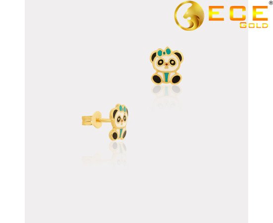 Sarı Altın Panda Figürlü Çocuk Küpe Sarı Altın Panda Figürlü Çocuk Küpe