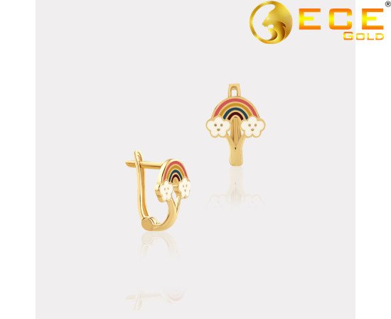 Sarı Altın Gökkuşağı Çocuk Küpe Sarı Altın Gökkuşağı Çocuk Küpe
