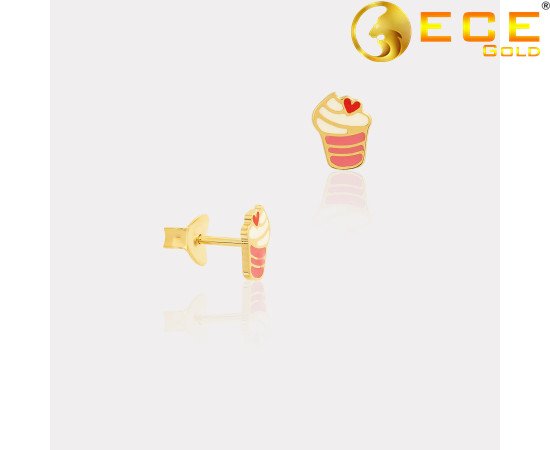 Sarı Altın Cupcake Çocuk Küpe Sarı Altın Cupcake Çocuk Küpe