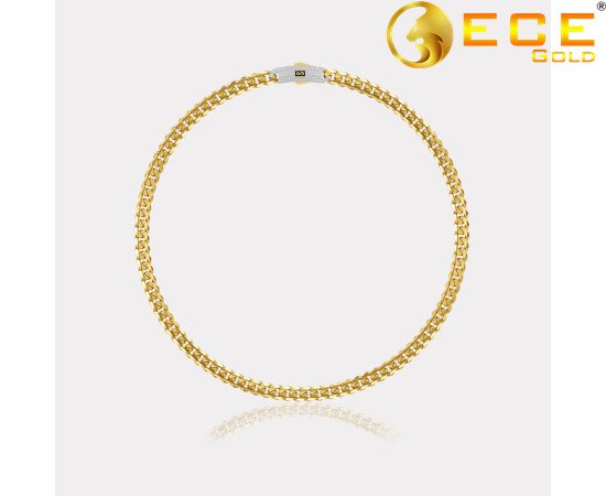 Monaco Chain Sarı Altın Kolye Taşlı Kilit - 6.50 mm Monaco Chain Sarı Altın Kolye Taşlı Kilit - 6.50 mm